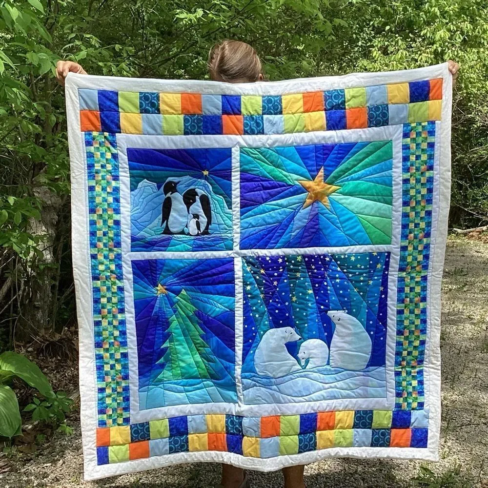 NWT. Hand Crafted Make the Season Bright Lap Quilt